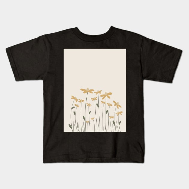 Marguerite Daisy Illustration - dainty flower drawing Kids T-Shirt by mckhowdesign